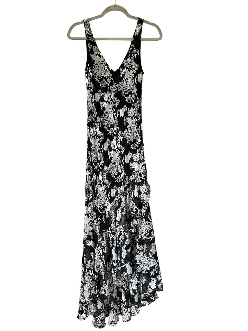 VTG Alex Evenings Y2K Dress Black White Floral Silk Dress Whimsigoth Fairy Prom